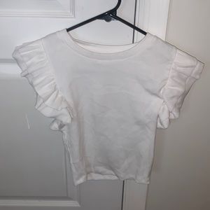 Zara white ruffle sleeve shirt